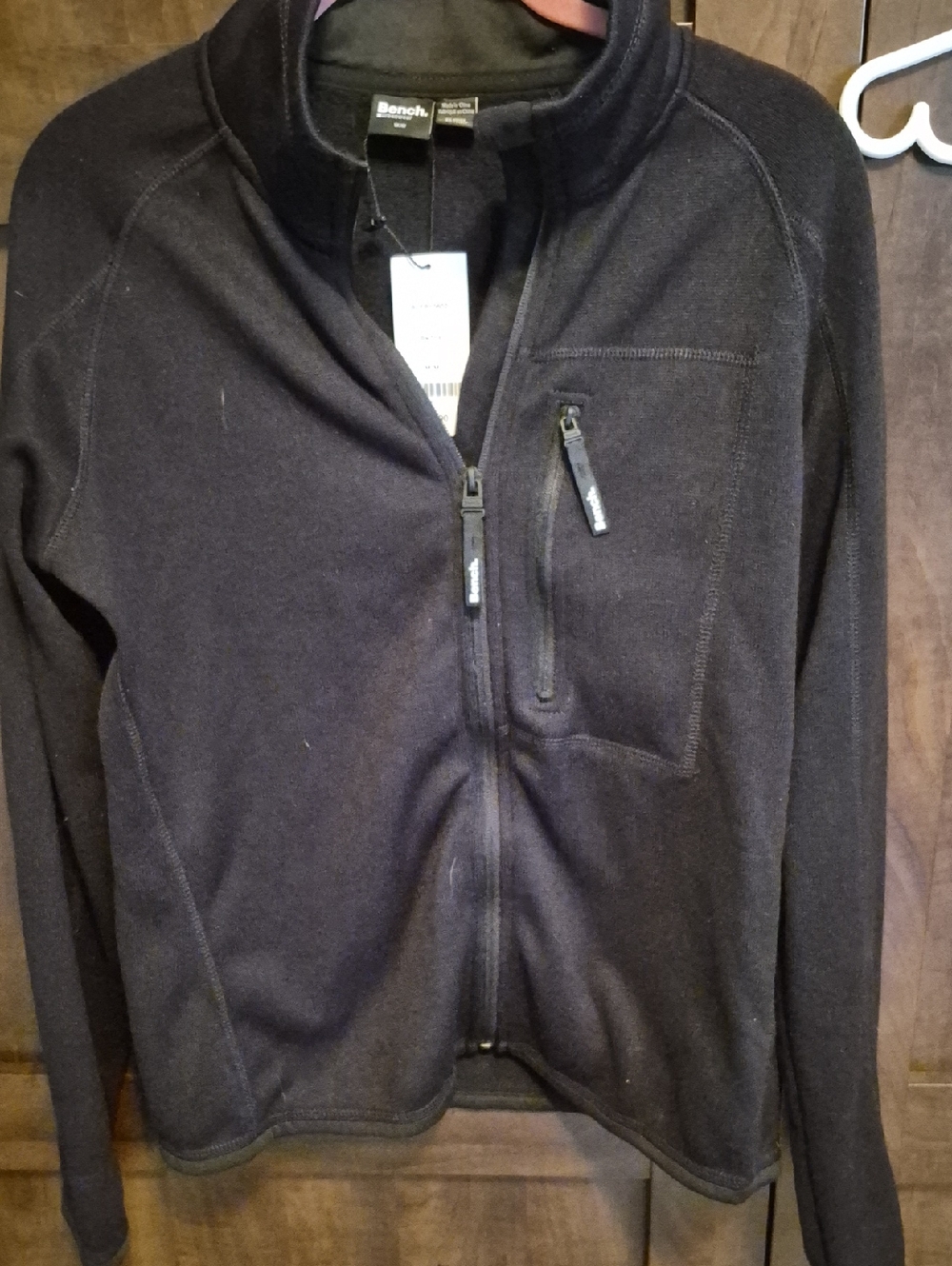 Bench Black Full-Zip Fleece Jacket with Chest Zip Pocket